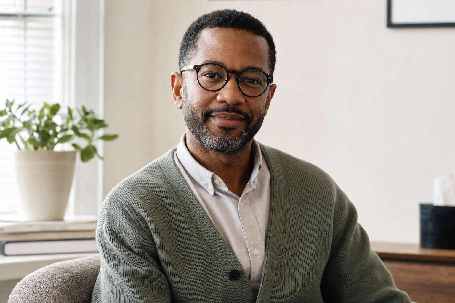 Portrait of Marcus Hayes, a clinician at This Psych.